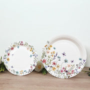 75 Wildflower Butterfly Print Paper Plates and Cups Set - White DSP_PPCU_FLOR02_GRN