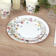 75 Wildflower Butterfly Print Paper Plates and Cups Set - White DSP_PPCU_FLOR02_GRN