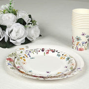75 Wildflower Butterfly Print Paper Plates and Cups Set - White DSP_PPCU_FLOR02_GRN