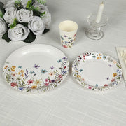 75 Wildflower Butterfly Print Paper Plates and Cups Set - White DSP_PPCU_FLOR02_GRN