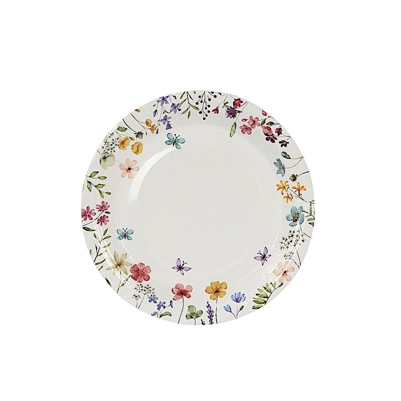 75 Wildflower Butterfly Print Paper Plates and Cups Set - White DSP_PPCU_FLOR02_GRN