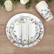75 Wildflower Butterfly Print Paper Plates and Cups Set - White DSP_PPCU_FLOR02_GRN