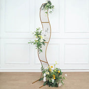 7ft Metal Lattice Wavy Grid Design Wedding Arch Backdrop Stand - Gold BKDP_STND_17_GOLD