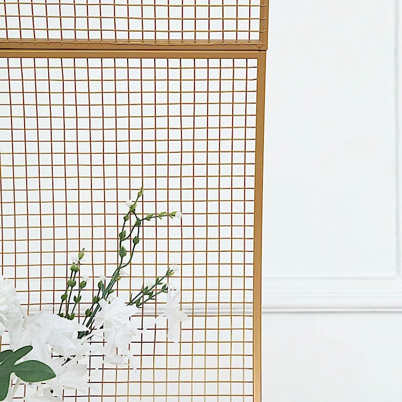 7ft Metal Lattice Wavy Grid Design Wedding Arch Backdrop Stand - Gold BKDP_STND_17_GOLD