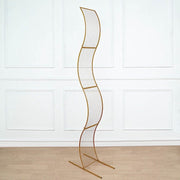 7ft Metal Lattice Wavy Grid Design Wedding Arch Backdrop Stand - Gold BKDP_STND_17_GOLD