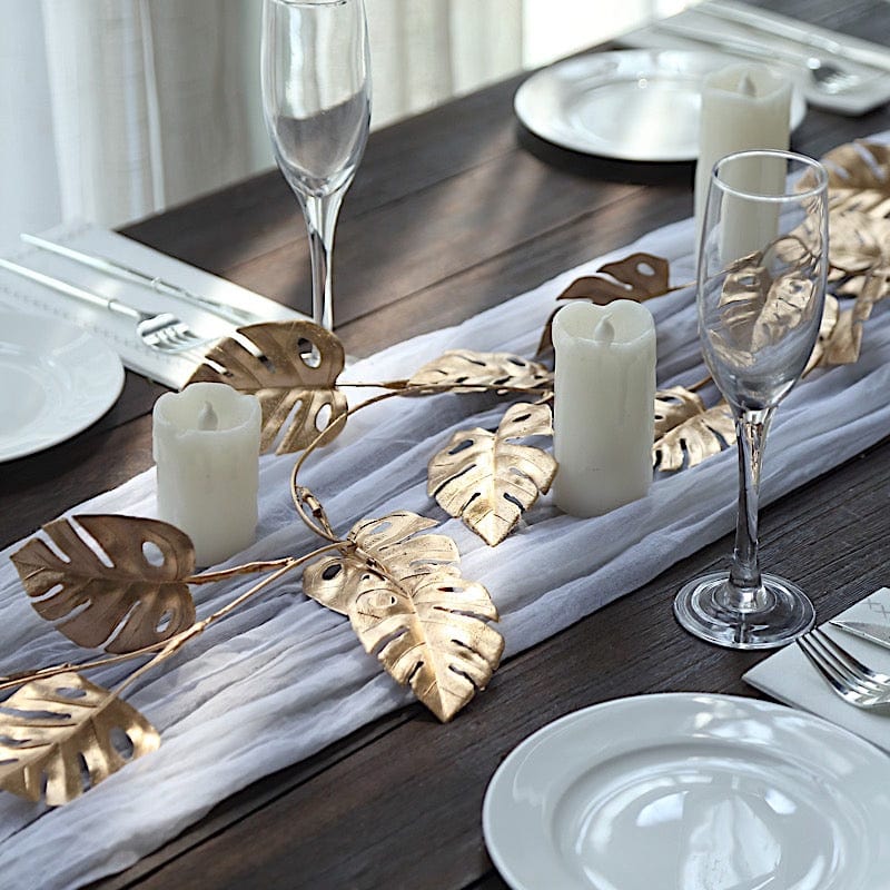 7ft Metallic Artificial Monstera Leaf Table Garland Plant - Gold ARTI_METLIC25_GOLD