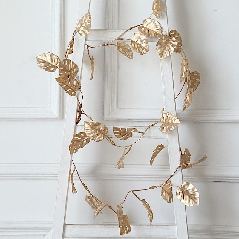 7ft Metallic Artificial Monstera Leaf Table Garland Plant - Gold ARTI_METLIC25_GOLD