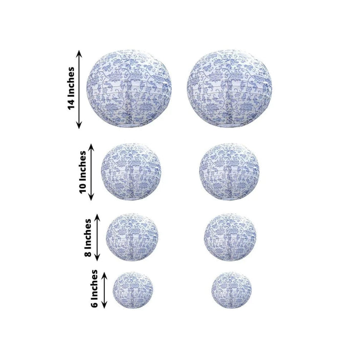 8 Chinoiserie Floral Print Hanging Paper Lanterns