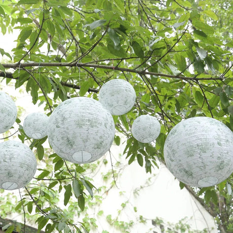8 Chinoiserie Floral Print Hanging Paper Lanterns
