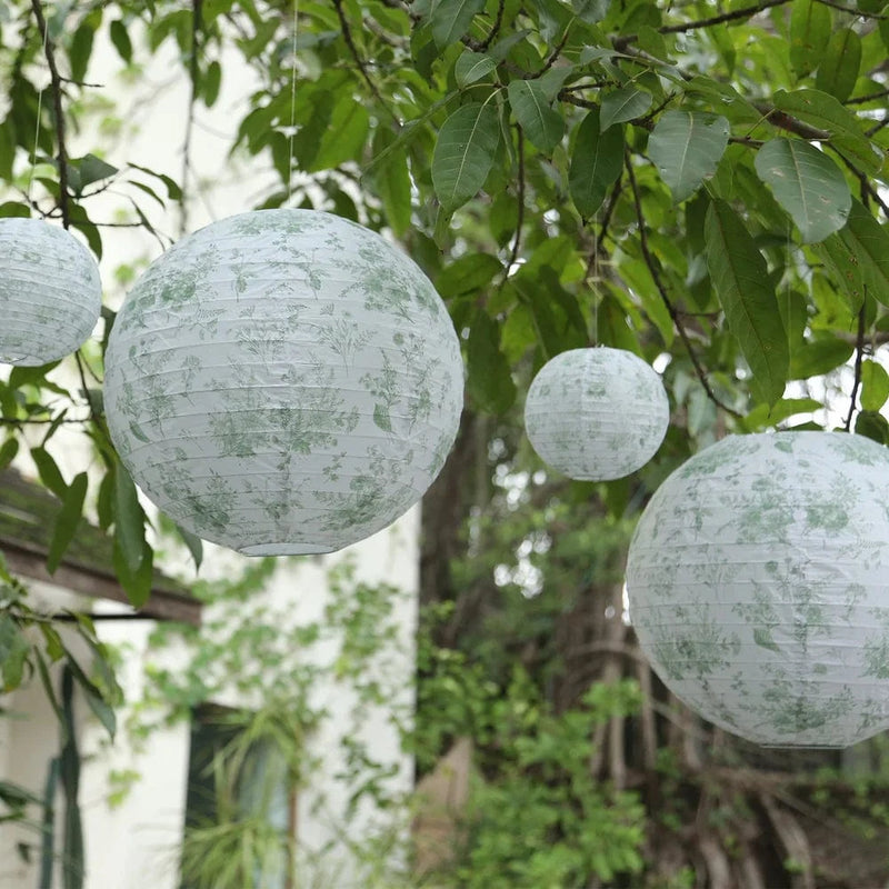 8 Chinoiserie Floral Print Hanging Paper Lanterns