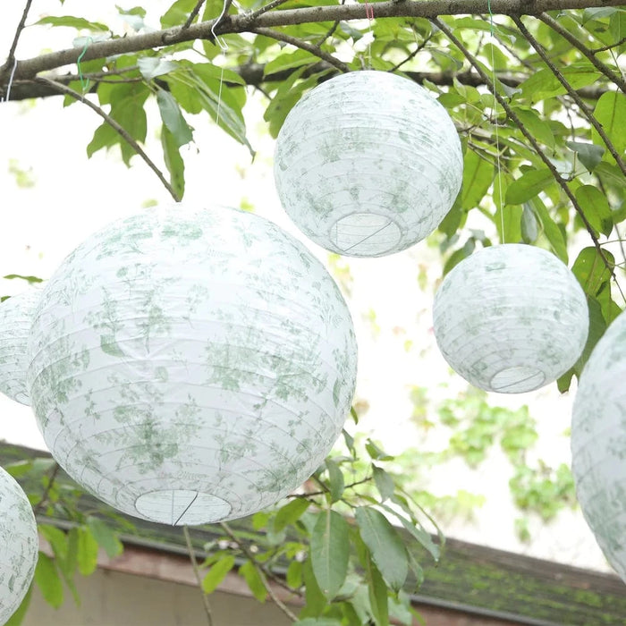 8 Chinoiserie Floral Print Hanging Paper Lanterns