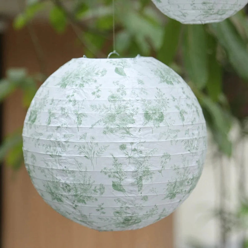 8 Chinoiserie Floral Print Hanging Paper Lanterns