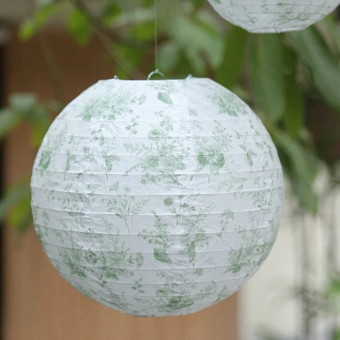 8 Chinoiserie Floral Print Hanging Paper Lanterns