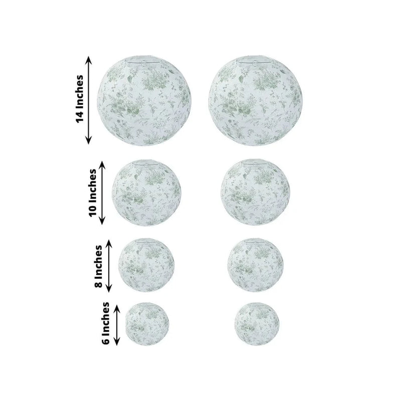 8 Chinoiserie Floral Print Hanging Paper Lanterns