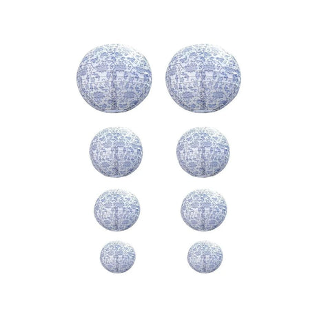 8 Chinoiserie Floral Print Hanging Paper Lanterns LANT_002_614_FLOR_BLUE