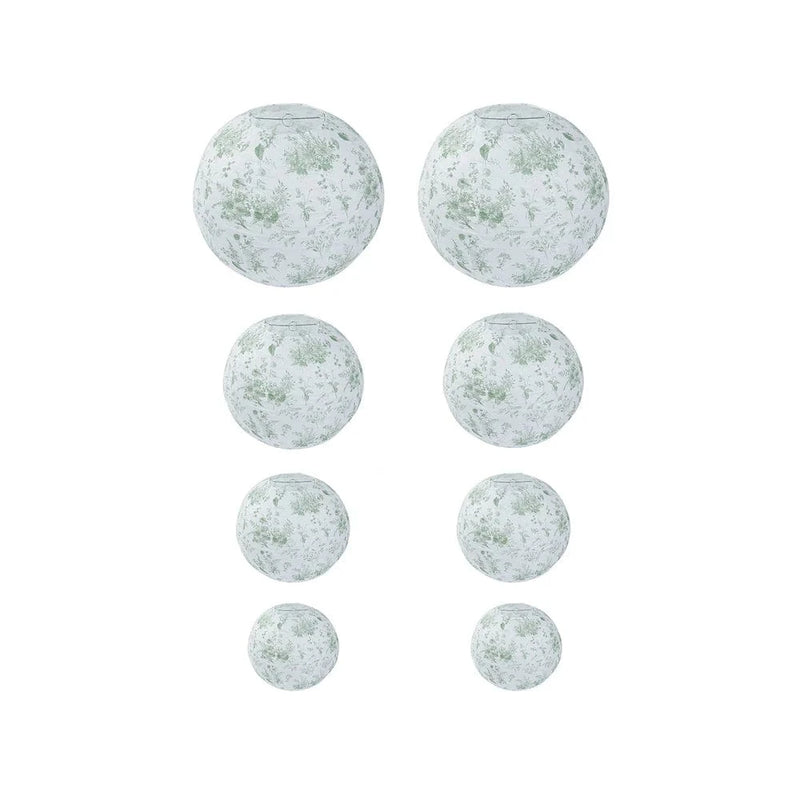 8 Chinoiserie Floral Print Hanging Paper Lanterns LANT_002_614_FLOR_SAGE