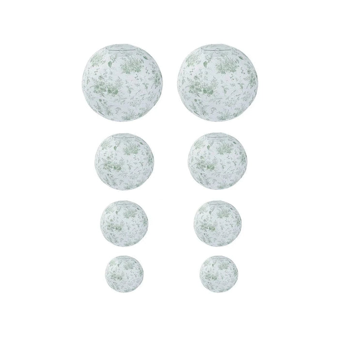 8 Chinoiserie Floral Print Hanging Paper Lanterns LANT_002_614_FLOR_SAGE