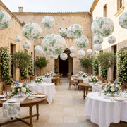 8 French Toile Floral Print Hanging Paper Lanterns