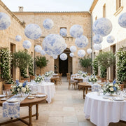 8 French Toile Floral Print Hanging Paper Lanterns