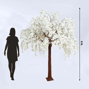 8 ft Artificial Cherry Blossom Tree with Fiberglass Trunk and Metal Base - White ARTI_TREE_CHR01_8_WHT