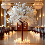 8 ft Artificial Cherry Blossom Tree with Fiberglass Trunk and Metal Base - White ARTI_TREE_CHR01_8_WHT