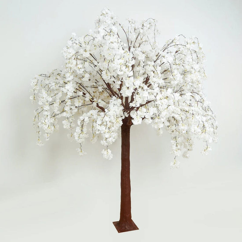 8 ft Artificial Cherry Blossom Tree with Fiberglass Trunk and Metal Base - White ARTI_TREE_CHR01_8_WHT