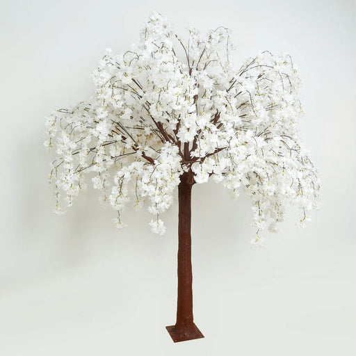 8 ft Artificial Cherry Blossom Tree with Fiberglass Trunk and Metal Base - White ARTI_TREE_CHR01_8_WHT