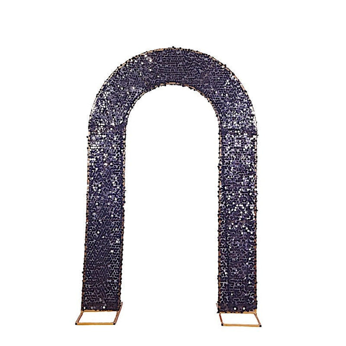 8 ft Big Payette Sequin Open Arch Backdrop Cover IRON_STND18_71_L_BLK