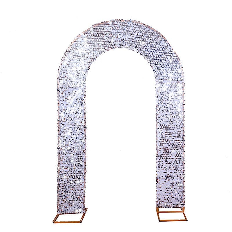 8 ft Big Payette Sequin Open Arch Backdrop Cover IRON_STND18_71_L_SILV