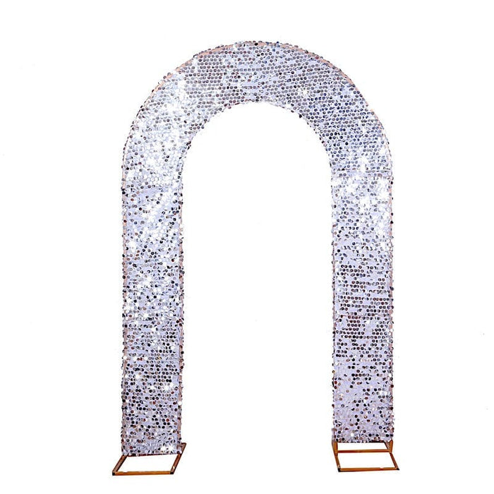 8 ft Big Payette Sequin Open Arch Backdrop Cover IRON_STND18_71_L_SILV