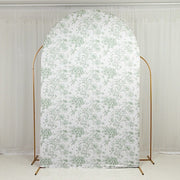 8 ft Fitted Chiara French Toile Floral Spandex Round Top Wedding Arch Backdrop Stand Cover - White (Copy)