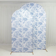8 ft Fitted Chiara French Toile Floral Spandex Round Top Wedding Arch Backdrop Stand Cover - White (Copy)