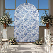 8 ft Fitted Chiara French Toile Floral Spandex Round Top Wedding Arch Backdrop Stand Cover - White (Copy)