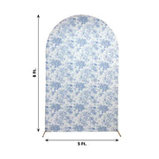 8 ft Fitted Chiara French Toile Floral Spandex Round Top Wedding Arch Backdrop Stand Cover - White (Copy)