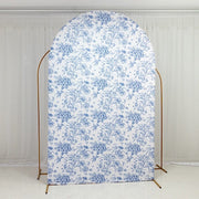 8 ft Fitted Chiara French Toile Floral Spandex Round Top Wedding Arch Backdrop Stand Cover - White (Copy)
