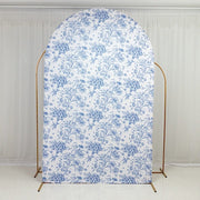 8 ft Fitted Chiara French Toile Floral Spandex Round Top Wedding Arch Backdrop Stand Cover - White (Copy)