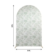 8 ft Fitted Chiara French Toile Floral Spandex Round Top Wedding Arch Backdrop Stand Cover - White (Copy)