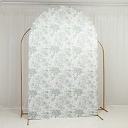 8 ft Fitted Chiara French Toile Floral Spandex Round Top Wedding Arch Backdrop Stand Cover - White (Copy)