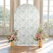 8 ft Fitted Chiara French Toile Floral Spandex Round Top Wedding Arch Backdrop Stand Cover - White (Copy)