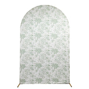 8 ft Fitted Chiara French Toile Floral Spandex Round Top Wedding Arch Backdrop Stand Cover - White (Copy) IRON_STND06_SPX_FLORFT_XL_DSG