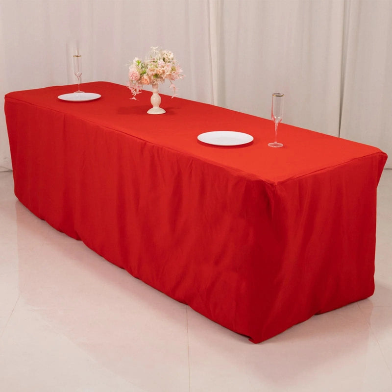 8 ft Fitted Premium Polyester Rectangle Tablecloth