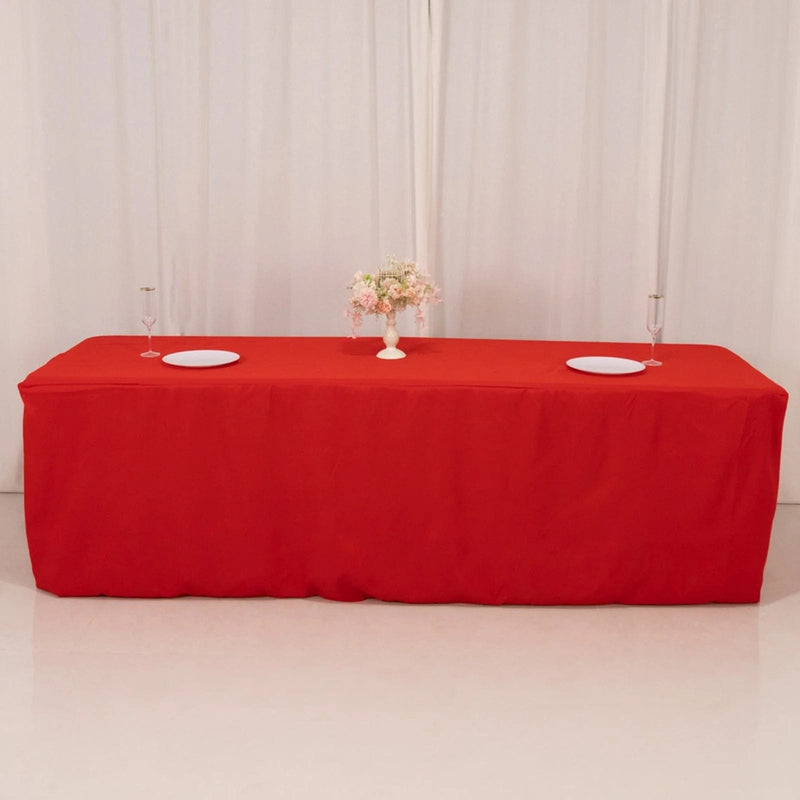 8 ft Fitted Premium Polyester Rectangle Tablecloth