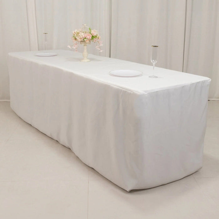 8 ft Fitted Premium Polyester Rectangle Tablecloth