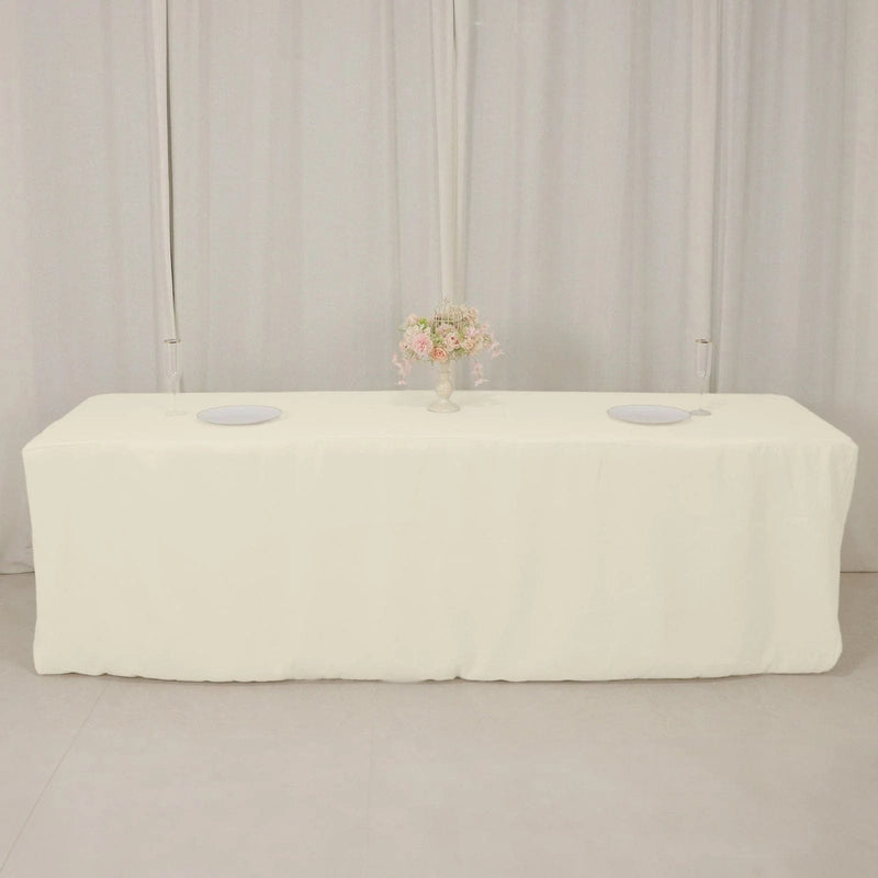 8 ft Fitted Premium Polyester Rectangle Tablecloth