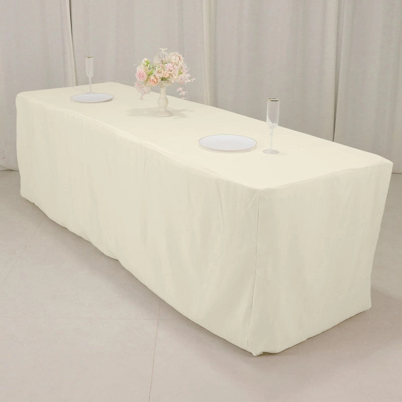 8 ft Fitted Premium Polyester Rectangle Tablecloth