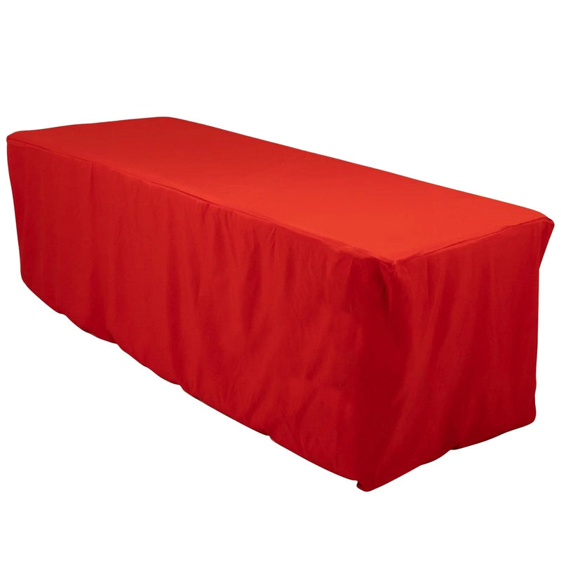 8 ft Fitted Premium Polyester Rectangle Tablecloth TAB_PRM_FIT8_RED