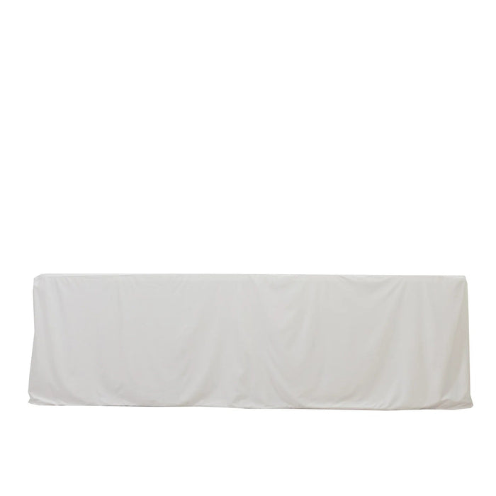 8 ft Fitted Scuba Polyester Rectangle Tablecloth TAB_SCUBA_FIT8_WHT
