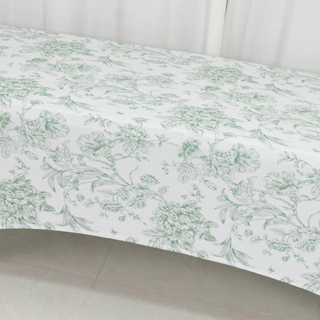 8 ft Fitted Spandex Tablecloth French Toile Table Cover