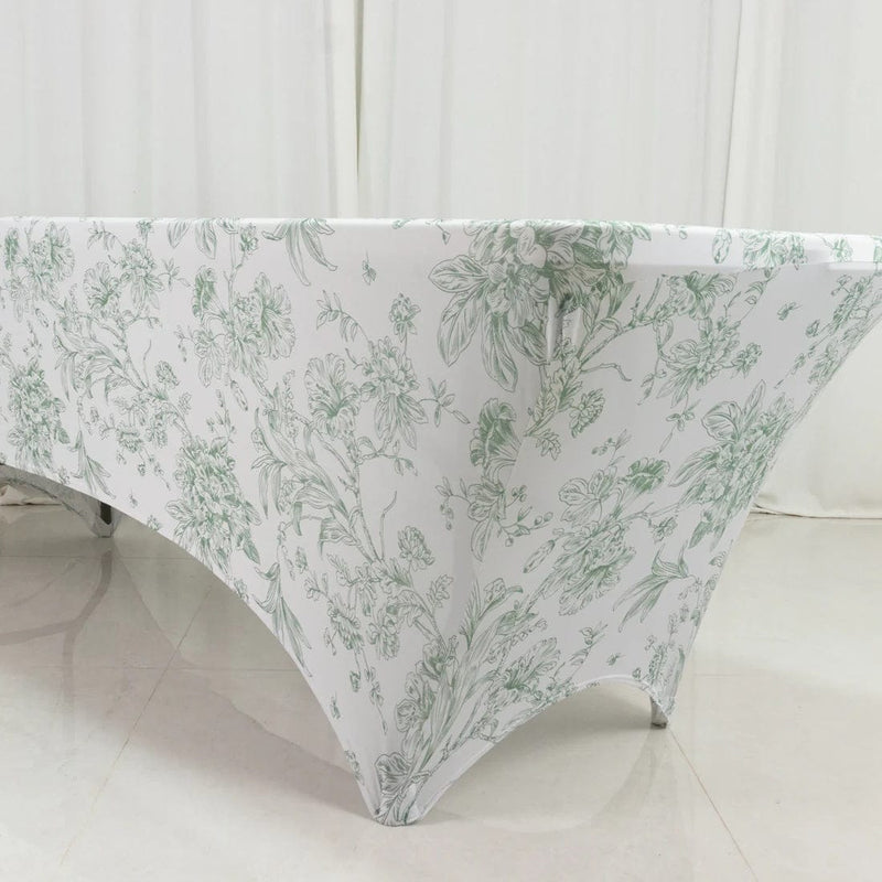 8 ft Fitted Spandex Tablecloth French Toile Table Cover