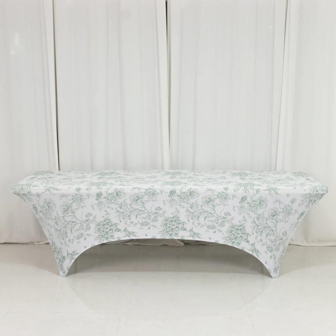 8 ft Fitted Spandex Tablecloth French Toile Table Cover
